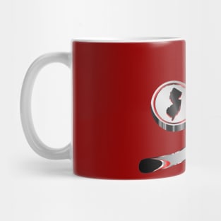 NHL - NJ  Silver White Red Black Stick and Puck Mug